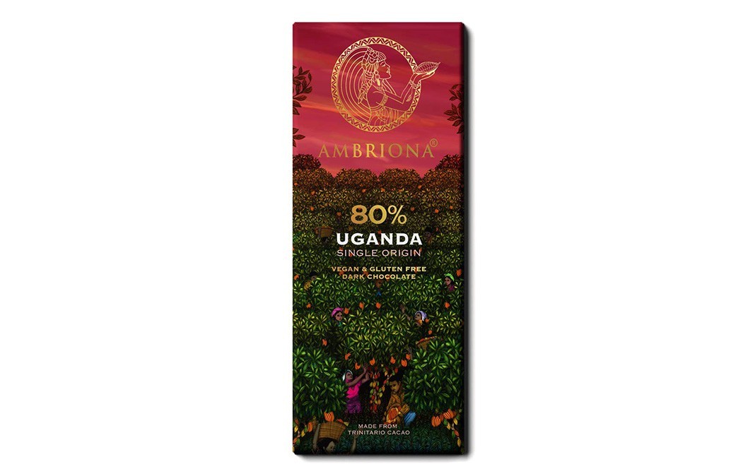 Ambriona 80% Uganda Single Origin Vegan & Gluten Free Dark Chocolate   Box  50 grams